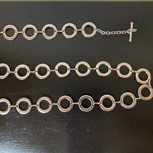 Soho Design Vintage Y2K Metal Circle Link Chain Belt w/ Toggle Clasp - 42" Long